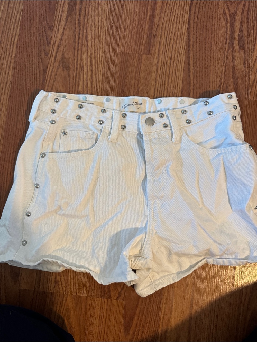 White High-Waist Studded Women’s Shorts
